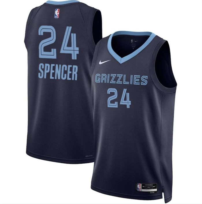 Men's Memphis Grizzlies #24 Cam Spencer Navy 2024 Draft Icon Edition Stitched Jersey